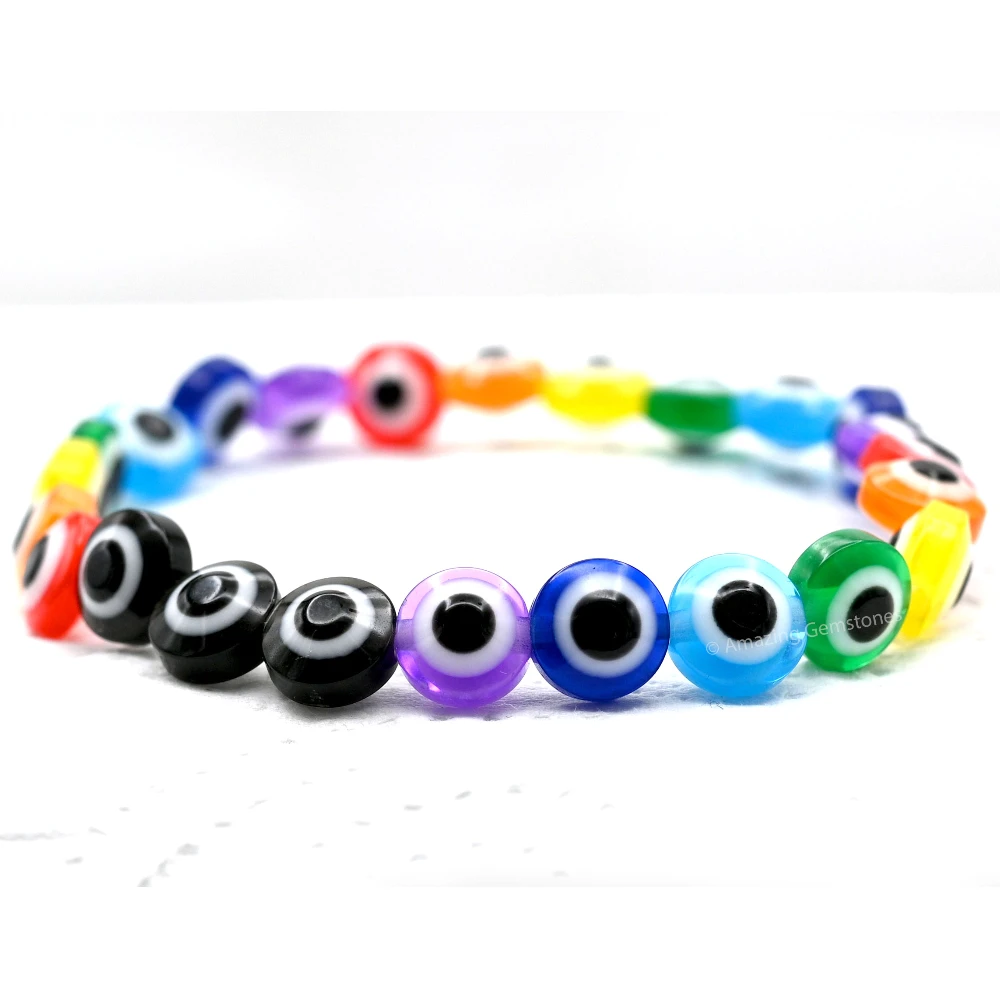 Multi Flat Round Evil Eye Bracelet