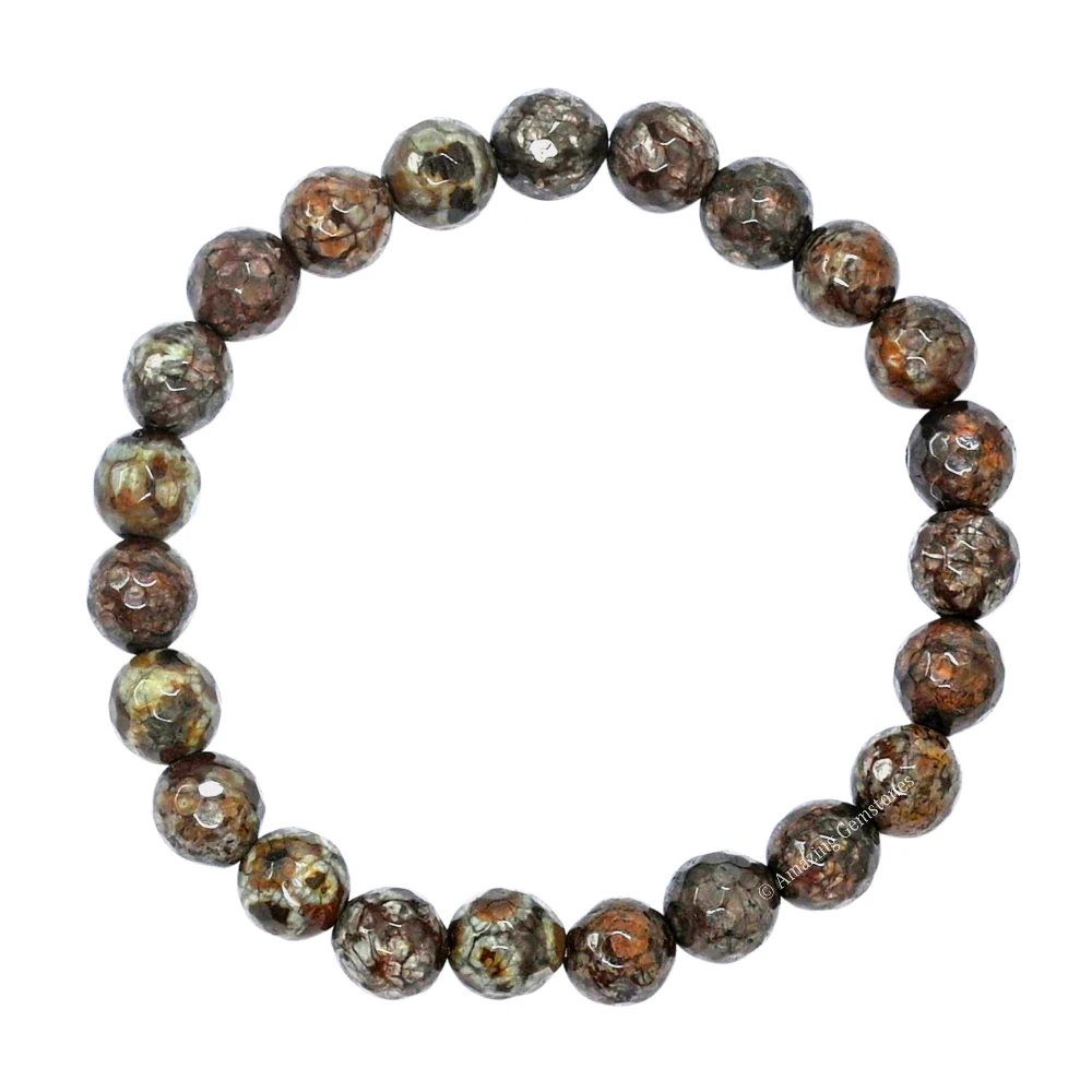 Brown Snowflake Obsidian Bracelet (Faceted) (Stretchable)