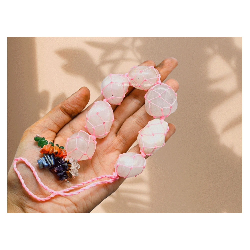 Rose Quartz Tumbled Car Hanging Ornaments