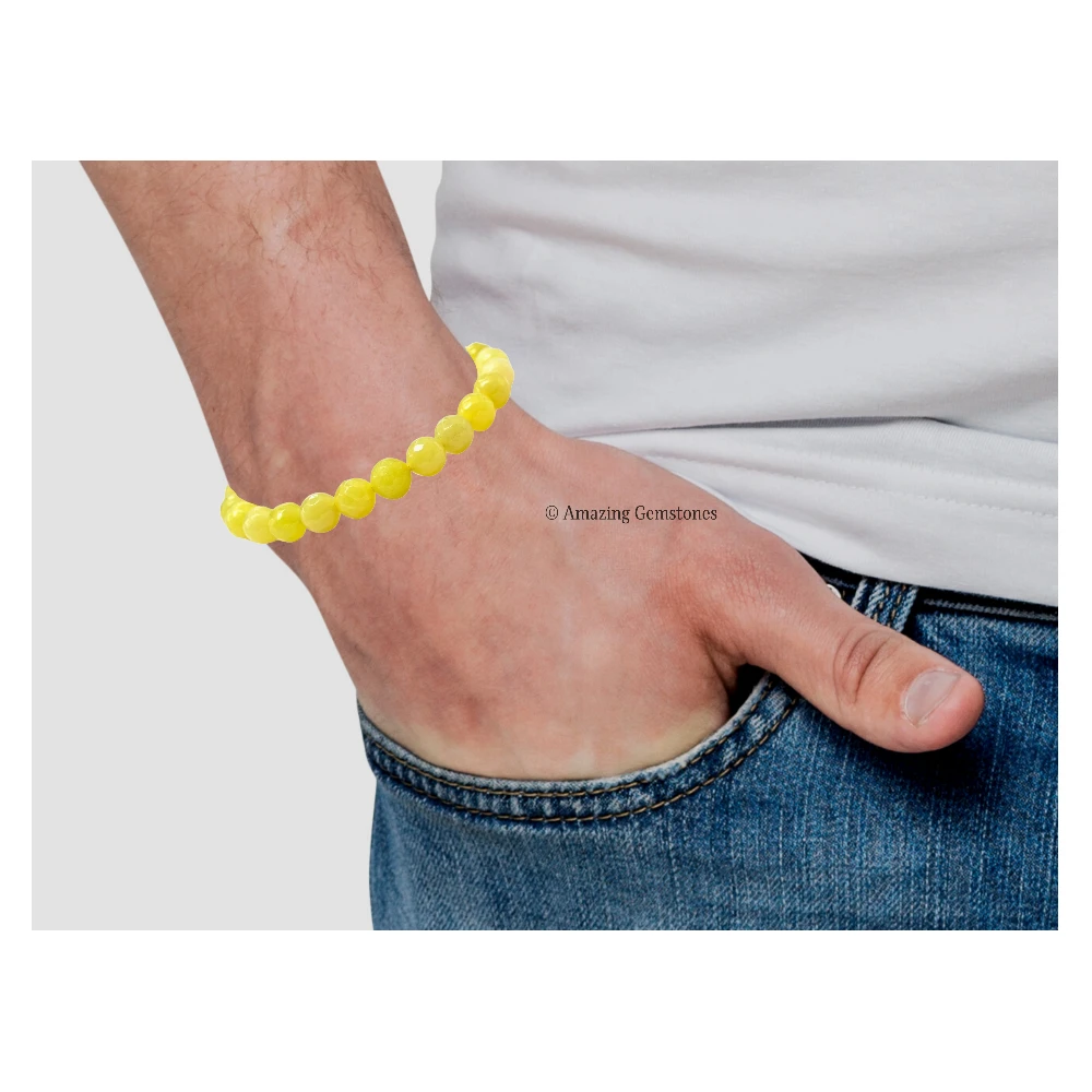 Lemon Jade Bracelet (Faceted) (Adjustable)