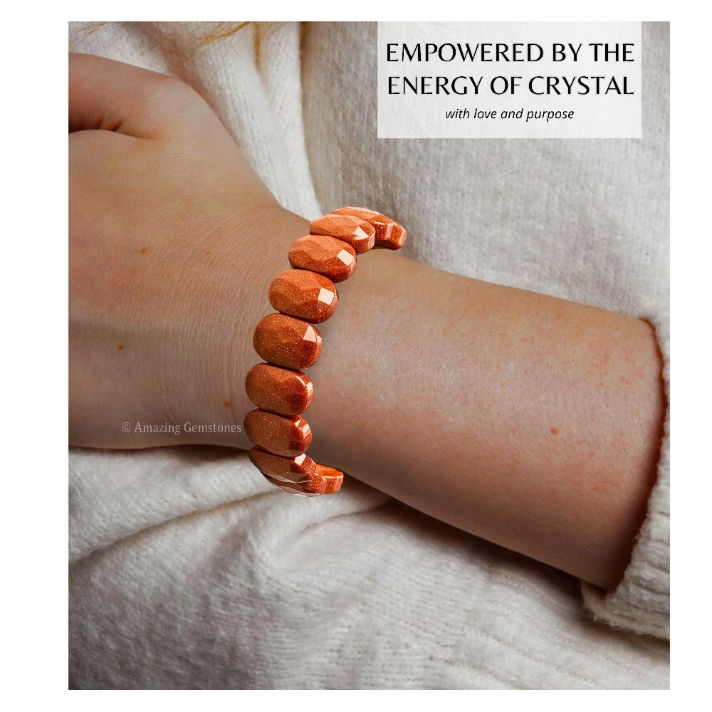 Red Goldstone Faceted Bracelet - Oval Stone