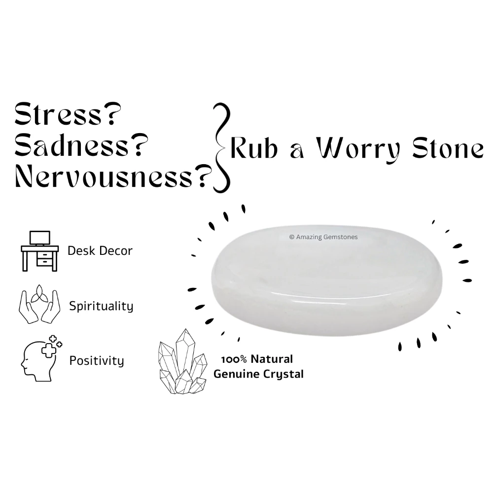 Snow White Quartz Worry Stone
