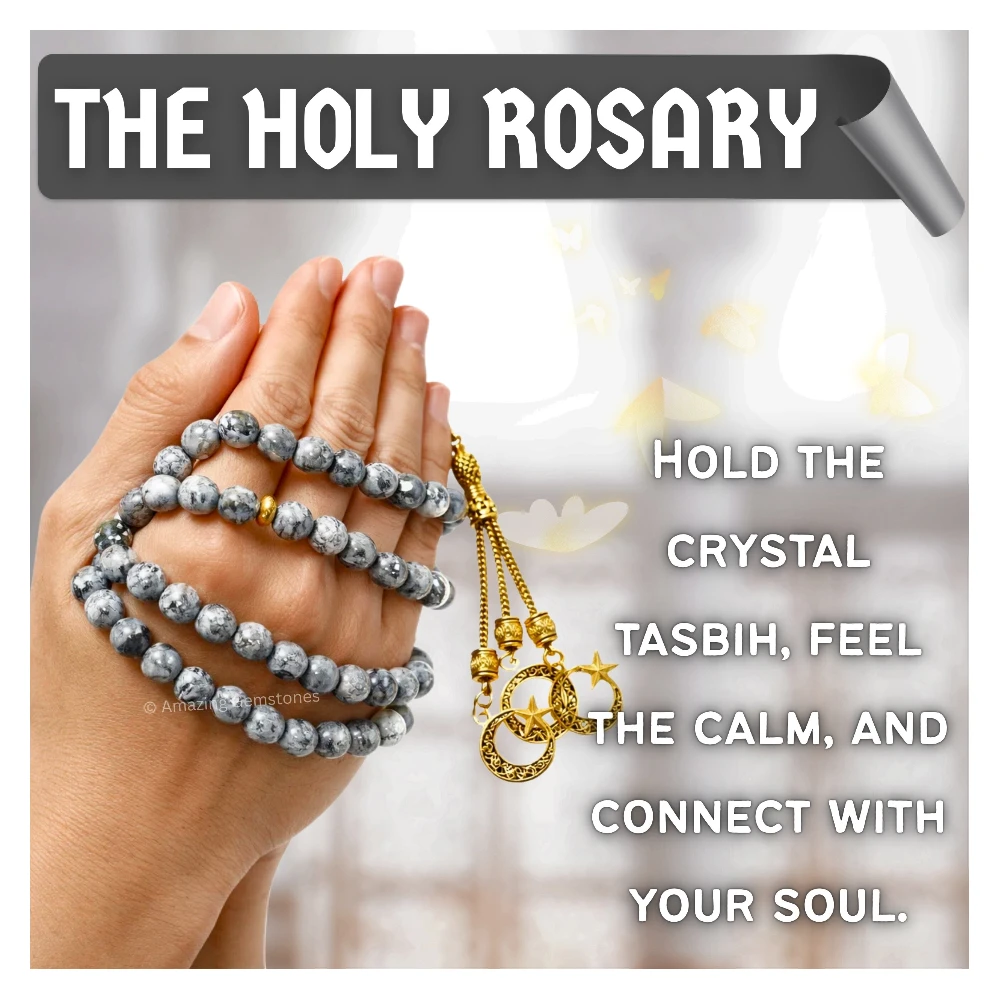 Black Picasso Crystal Tasbeeh Sibha Prayer Beads (Gold)