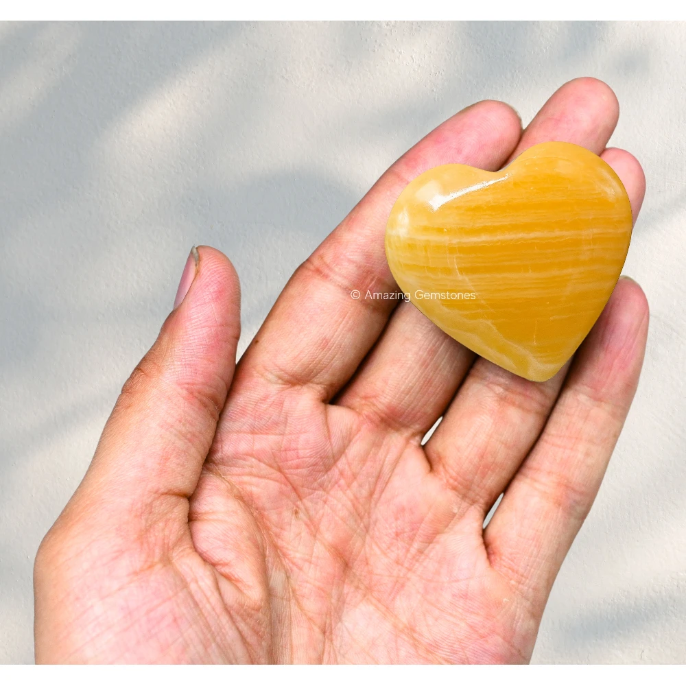 Yellow Calcite Heart