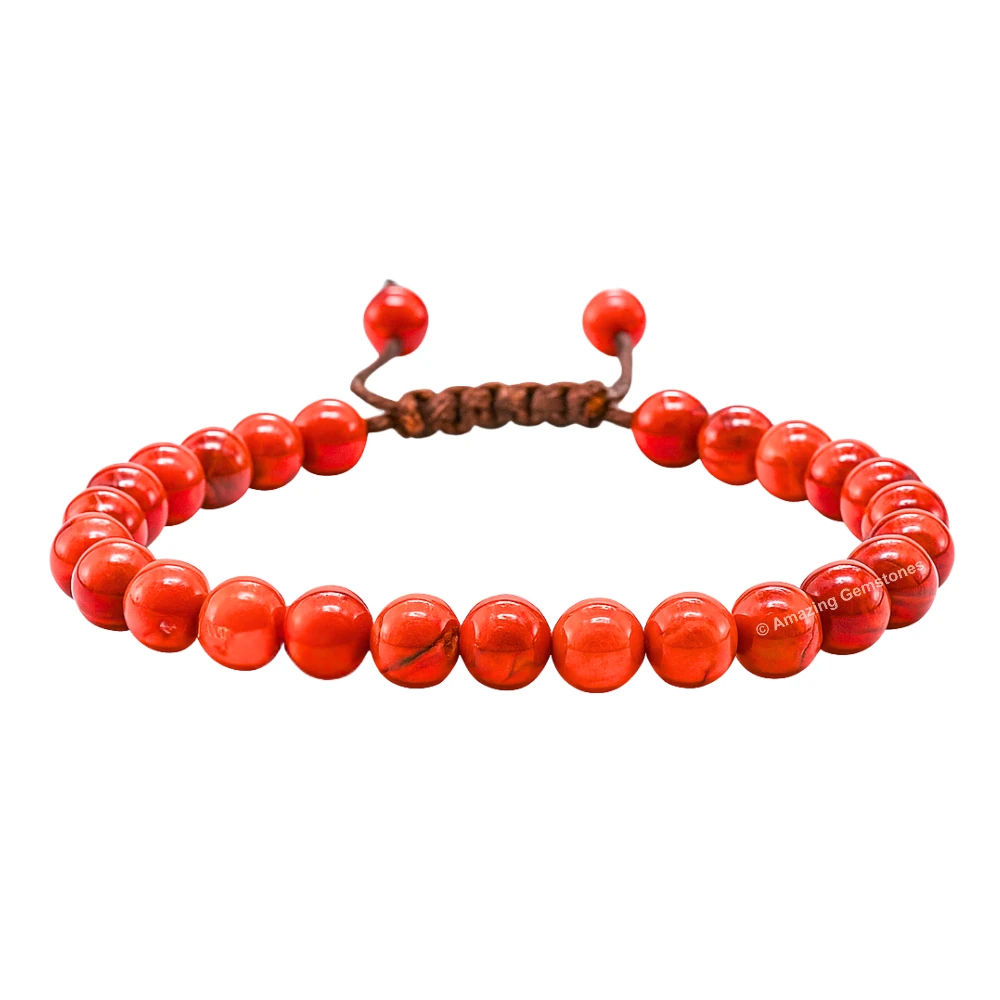Red Jasper Healing Crystal Bracelets - 6mm Beads (Adjustable)
