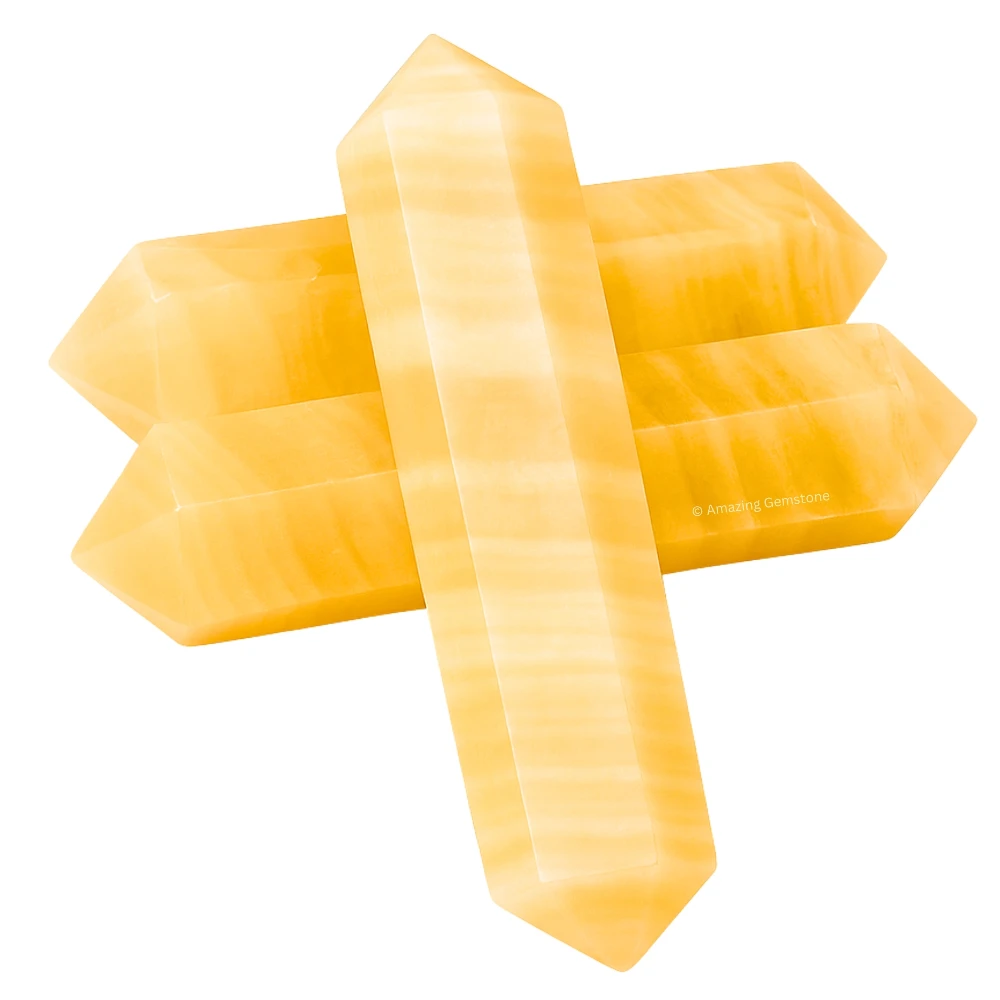 Yellow Calcite Pencil Points (Double Terminated) (Set of 3)