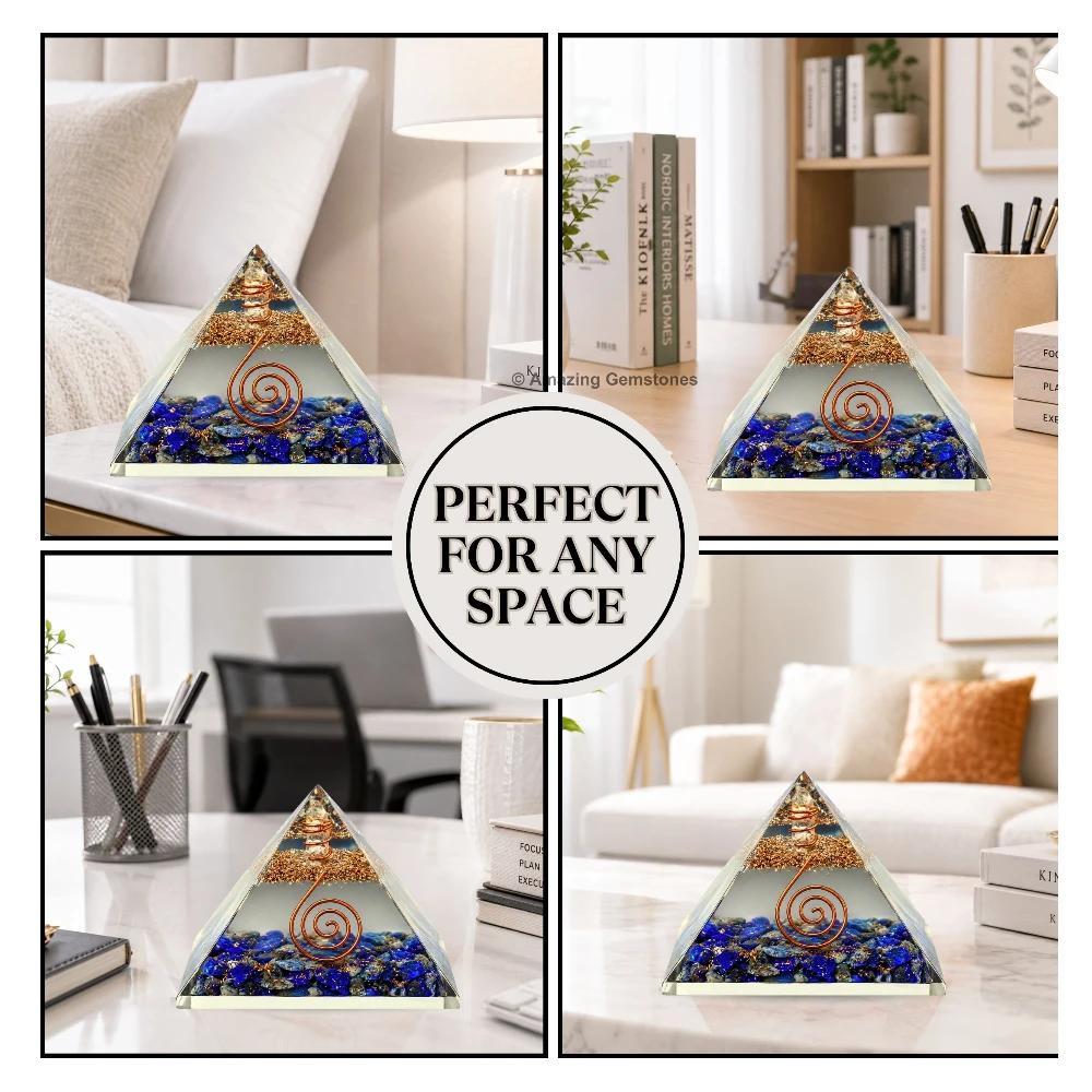 Lapis Lazuli Orgone Pyramid - Glow in Dark
