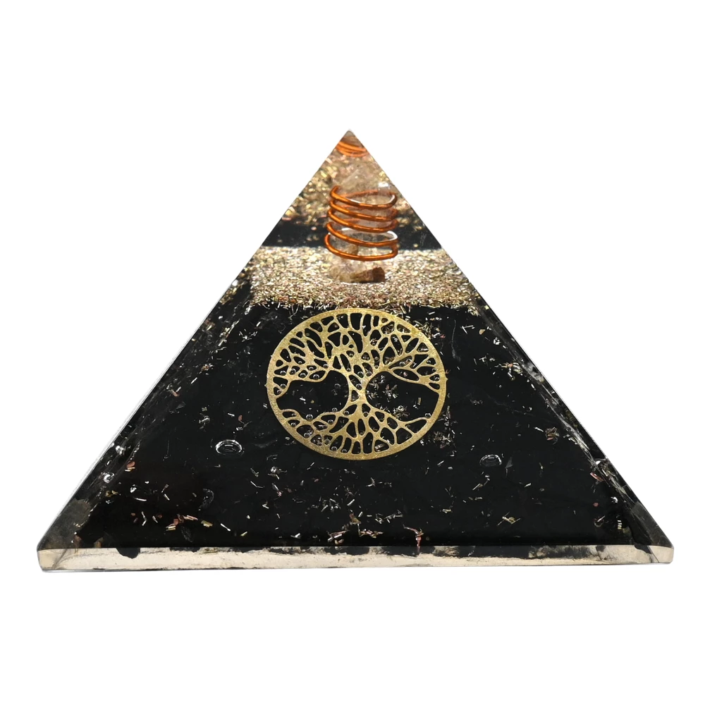 Black Tourmaline Orgone Pyramid - Tree of Life
