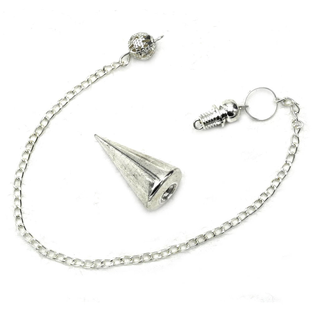 Copper Metal Pendulum - Silver Cone with Flat End (MP30)