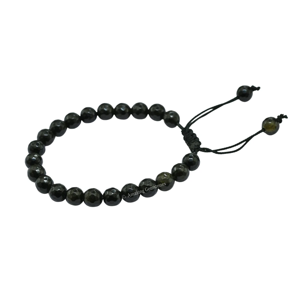 Golden Sheen Obsidian Bracelet (Faceted-Adjustable)