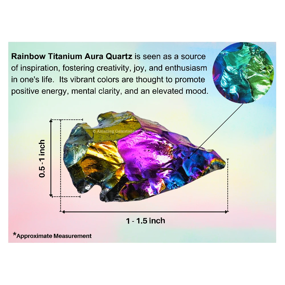 Titanium Aura Quartz Crystal Arrowhead - 1" to 1.5" (3 Pieces)