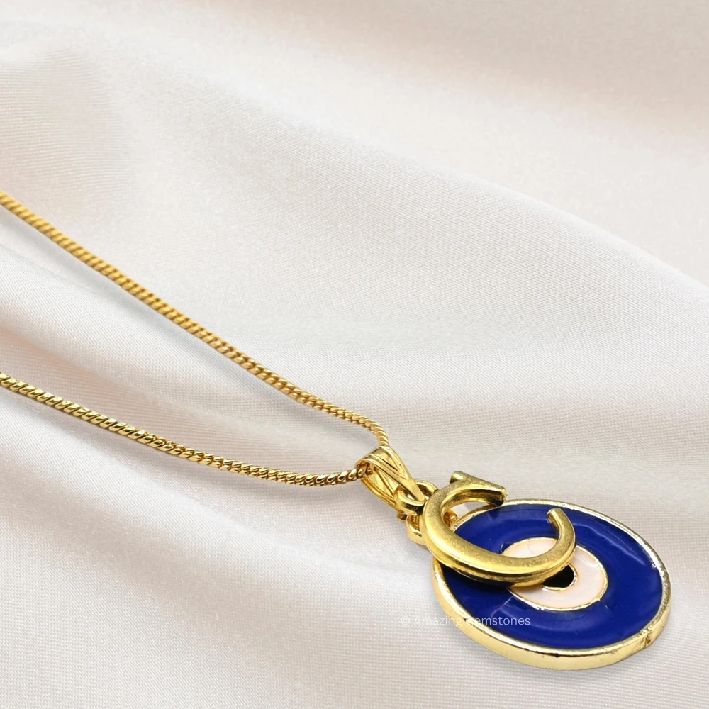 Evil Eye Pendant Necklace with C Initial