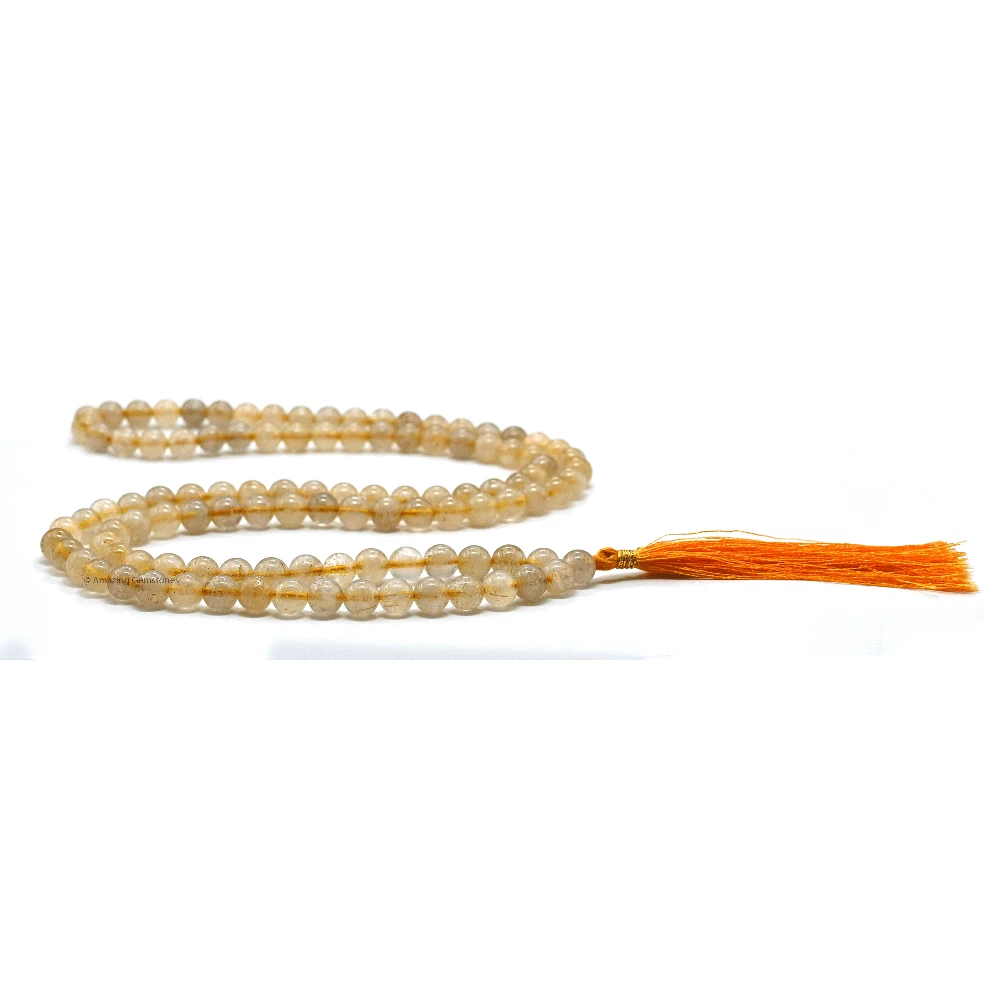 Golden Rutilated Quartz Mala (Without Knot)
