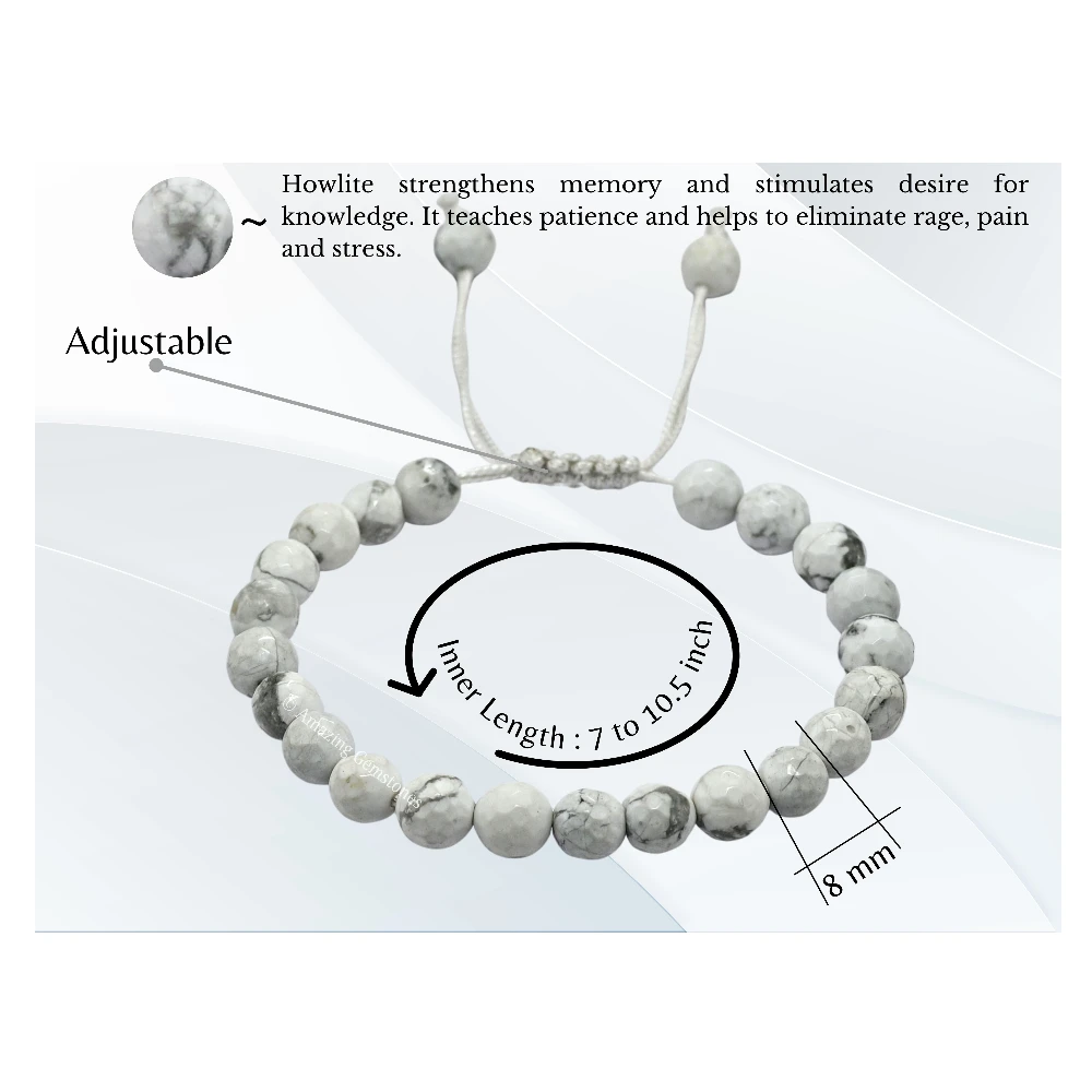 Howlite Bracelet (Faceted-Adjustable)