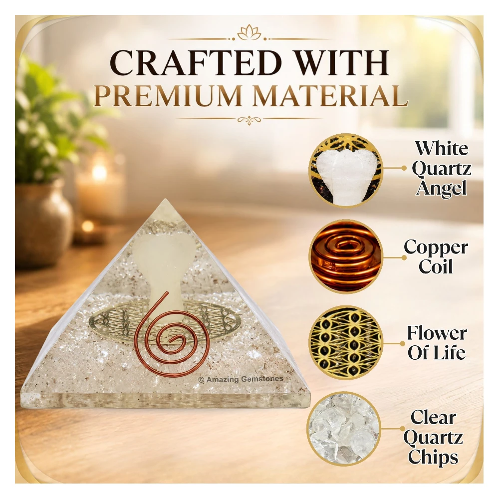 Clear Quartz Orgone Pyramid - Angel Glow in Dark