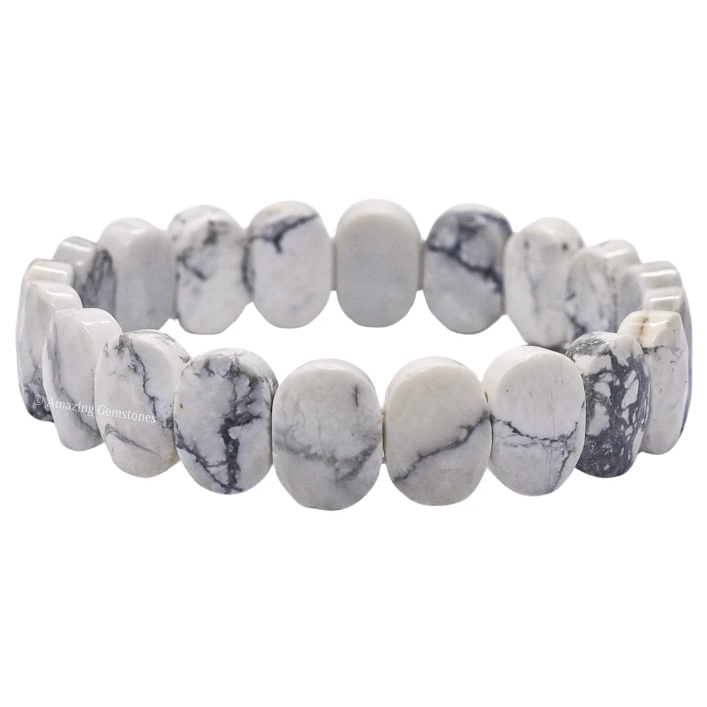 Howlite Faceted Bracelet - Oval Stone