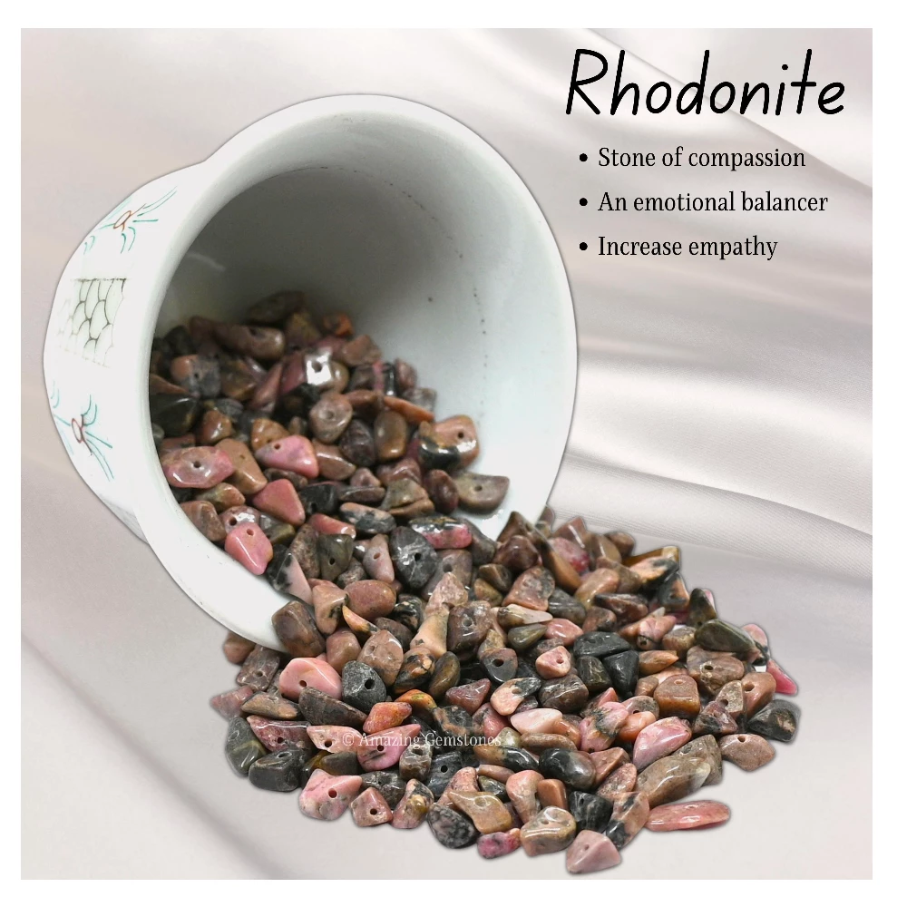 Rhodonite Chips - Pre Drilled