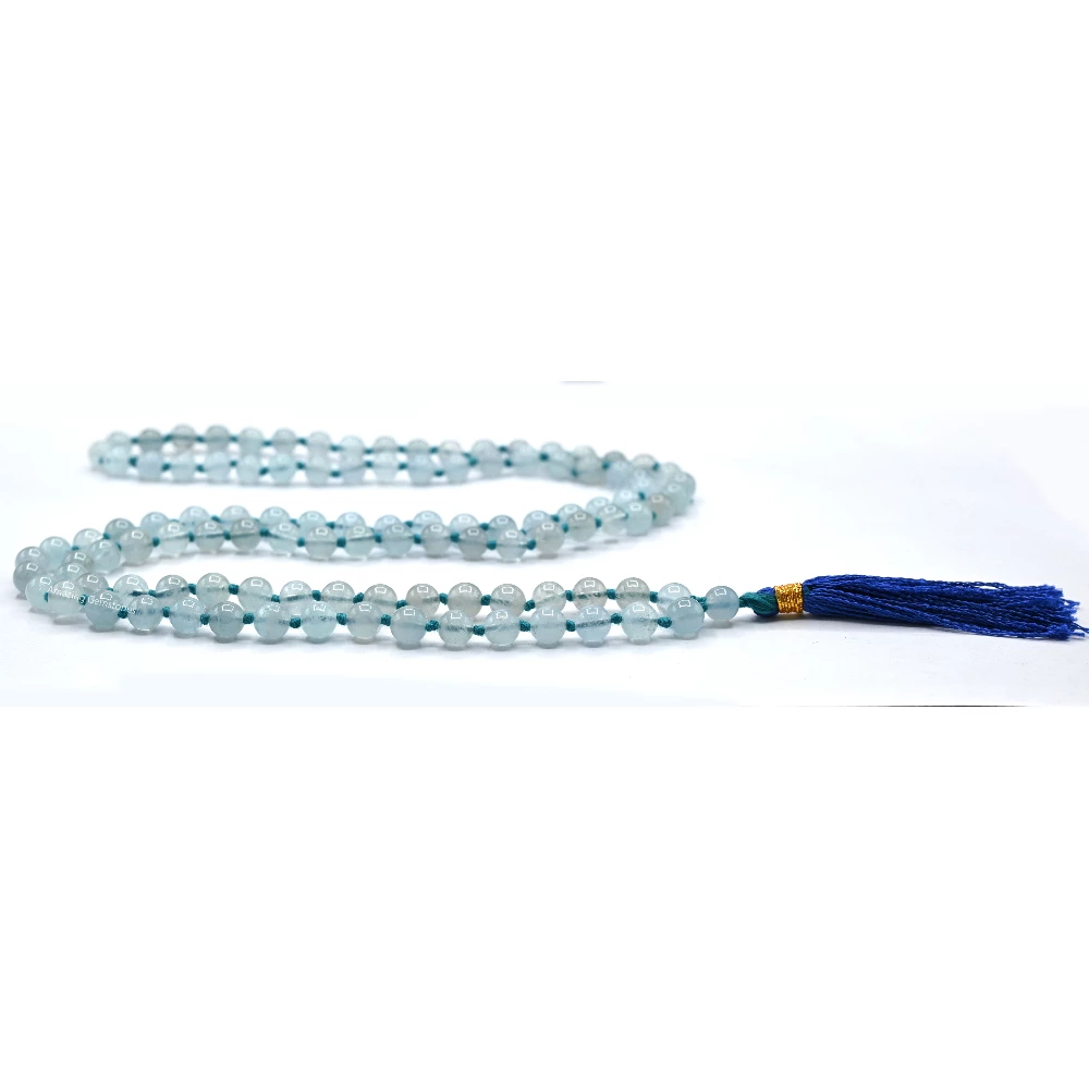 Aquamarine Mala (Hand Knotted)