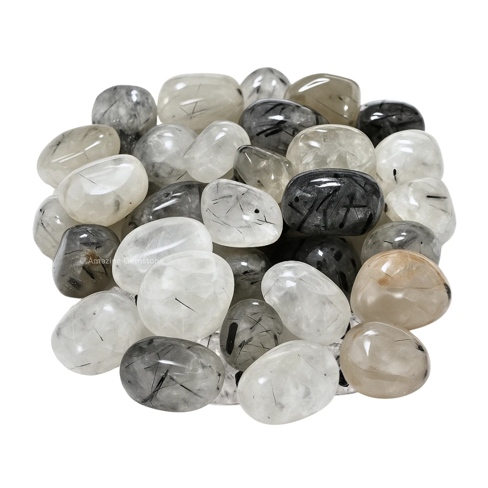 Tumbled Black Rutilated Quartz Crystals Stones (1000+ Carats)