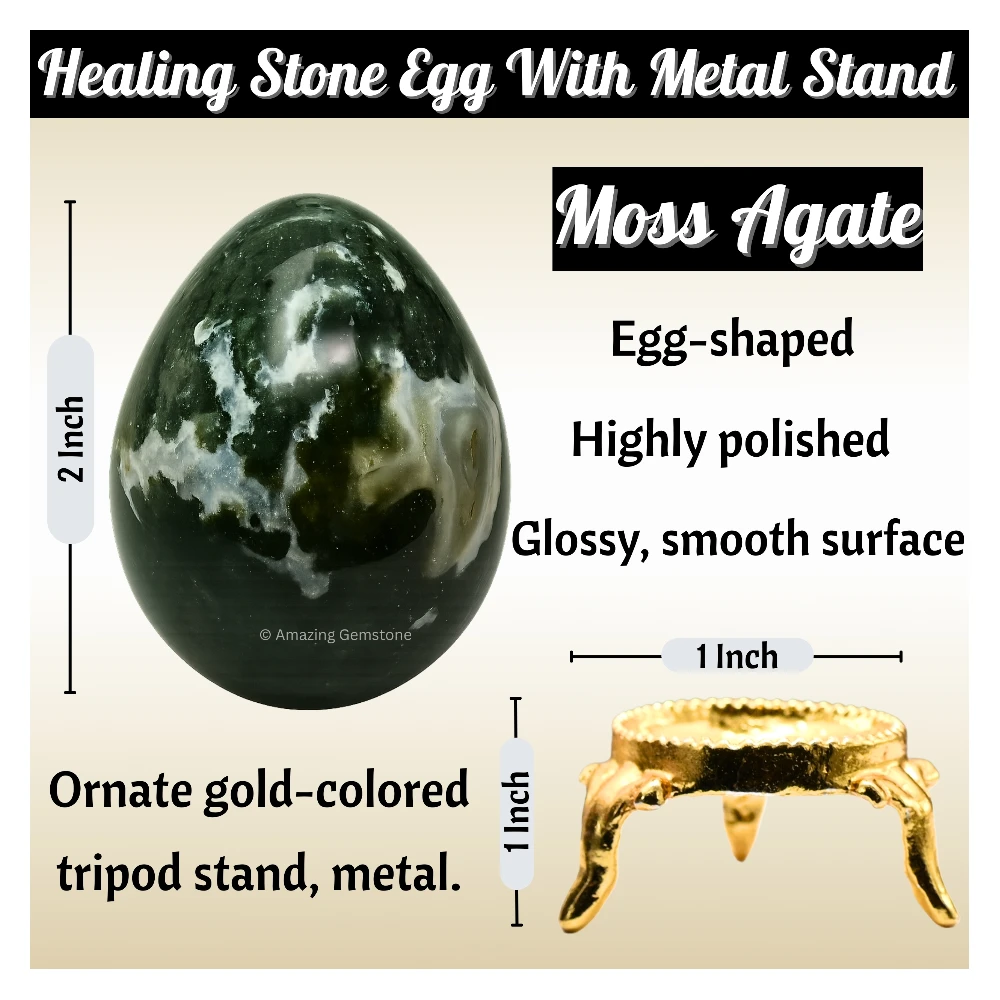 Moss Agate Crystal Egg Stone