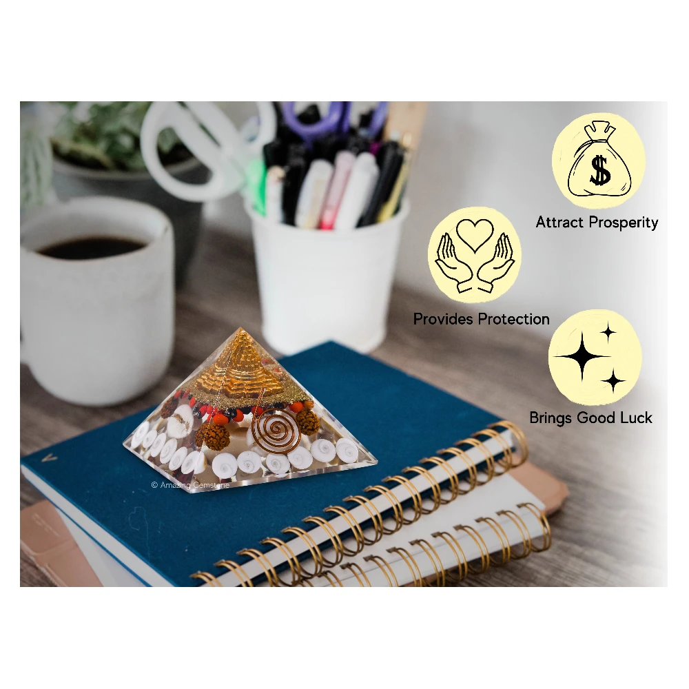 Laxmi Wealth Pyramid - Shree Yantra, Gomati Chakra, Rudraksha, Kodi (Regular)