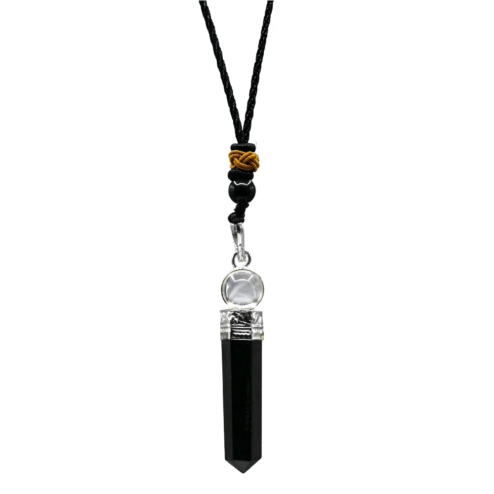 Shungite Necklace - Cap Pencil with Quartz