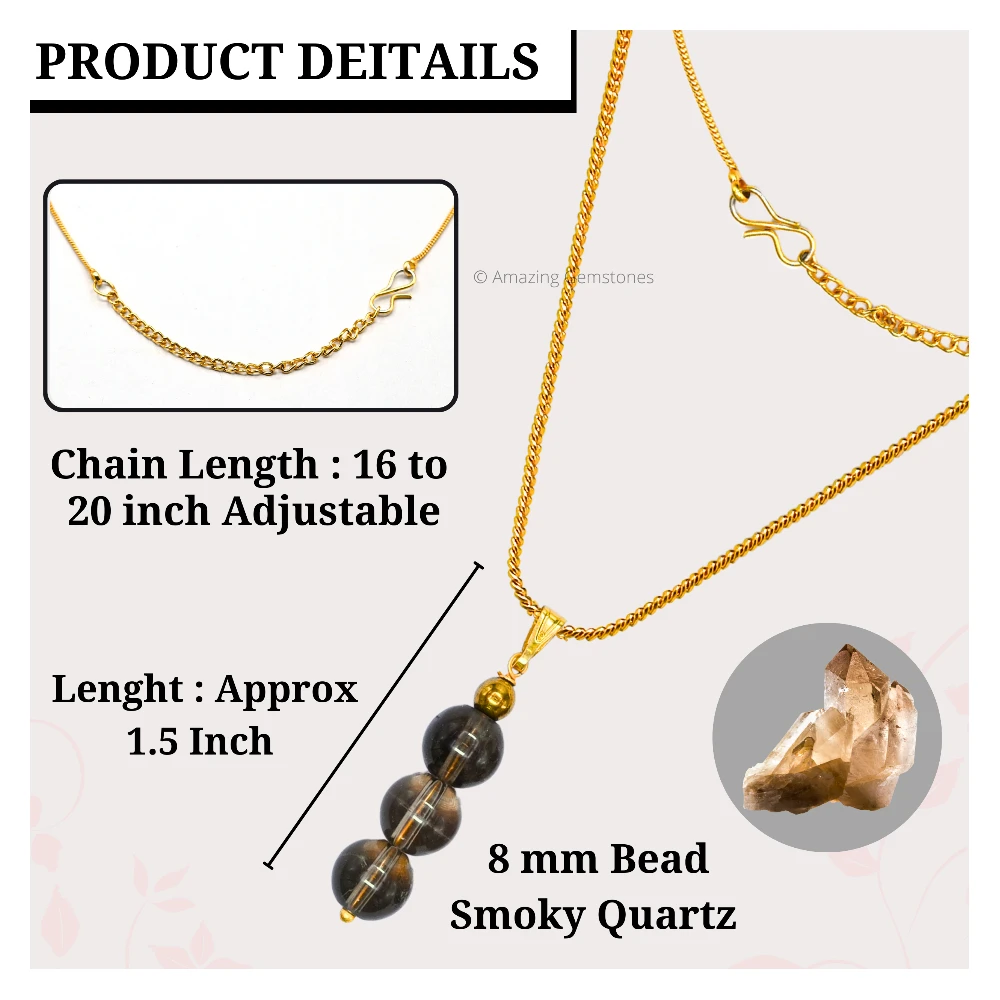 Smoky Quartz Bead Pendant (Gold)