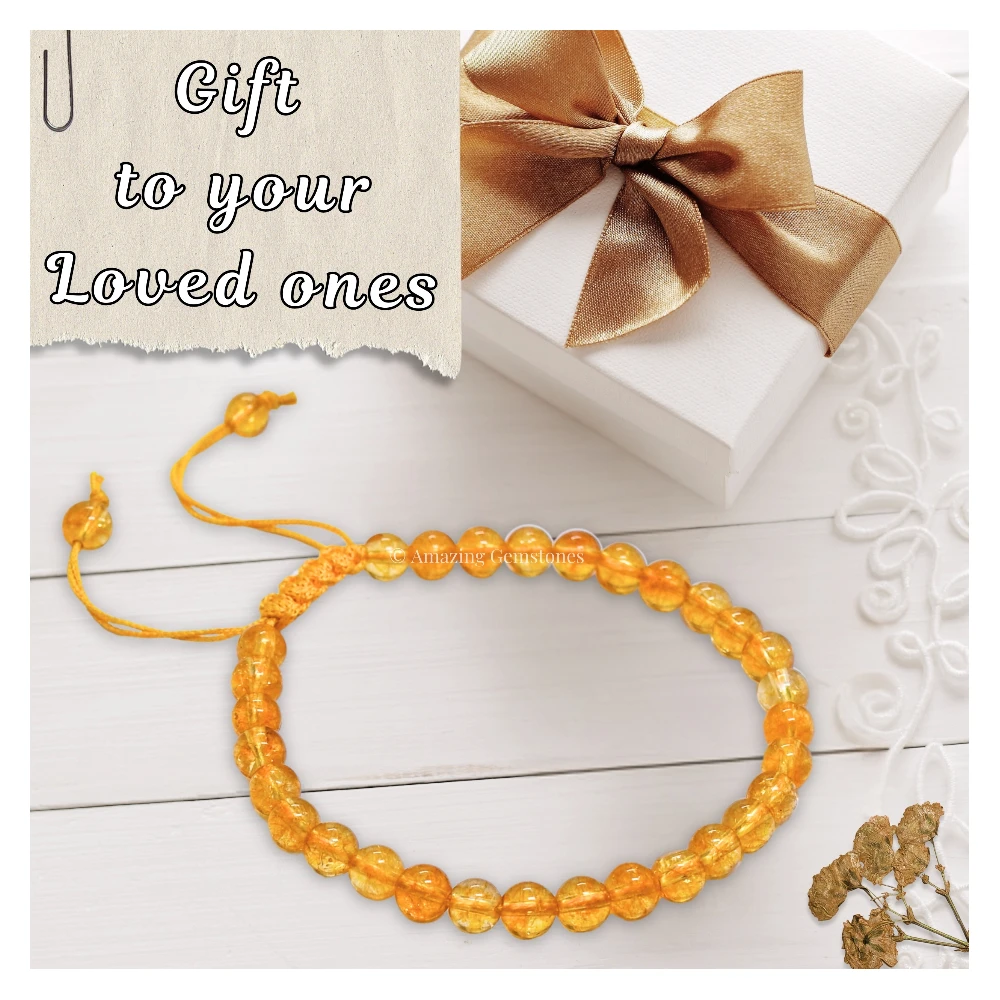 Citrine Onyx Healing Crystal Bracelets - 6mm Beads (Adjustable)