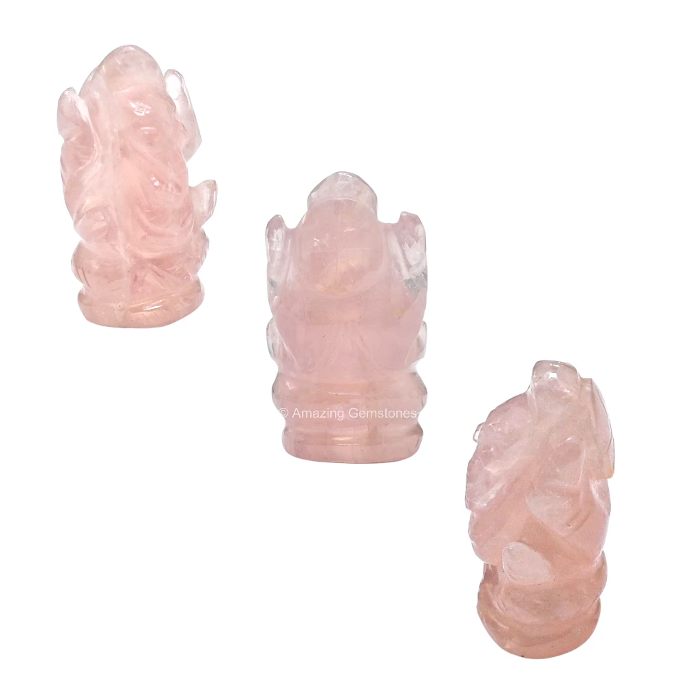 Rose Quartz Ganesha Crystal Idol