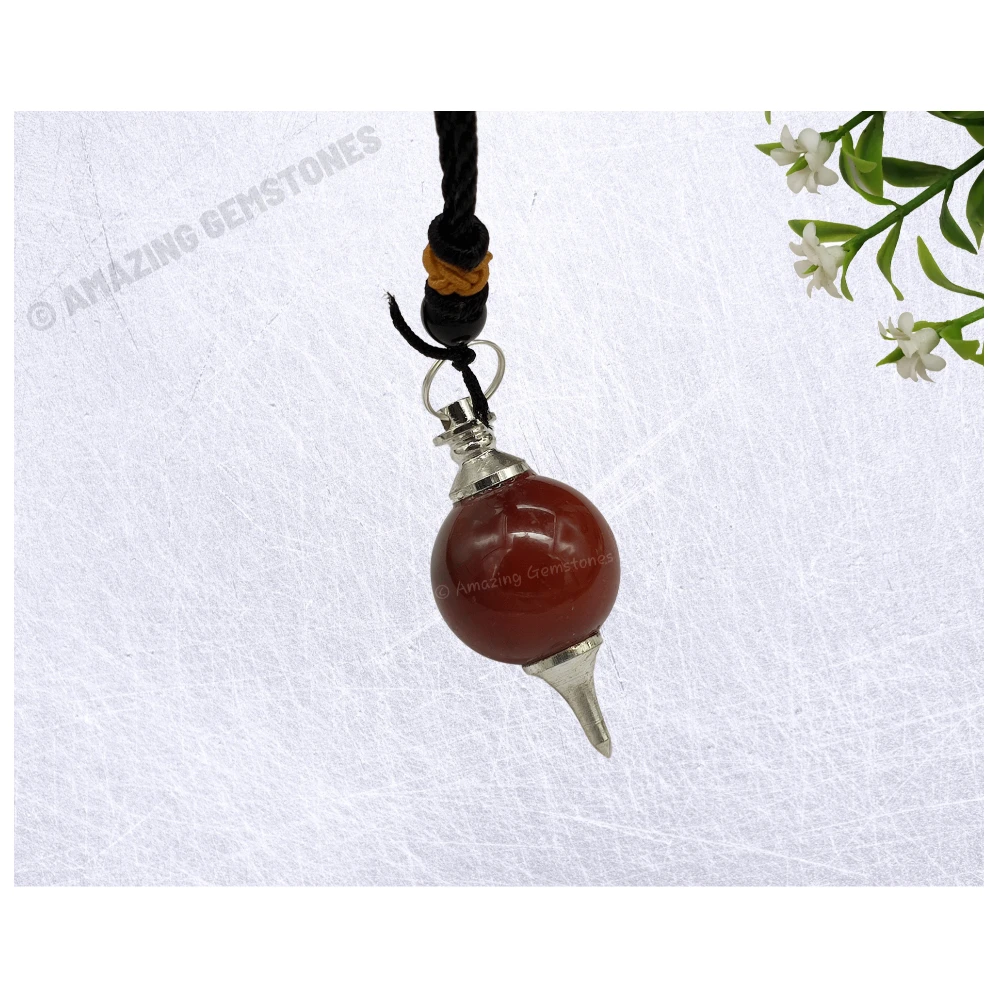 Carnelian Necklace - Crystal Ball (Silver)