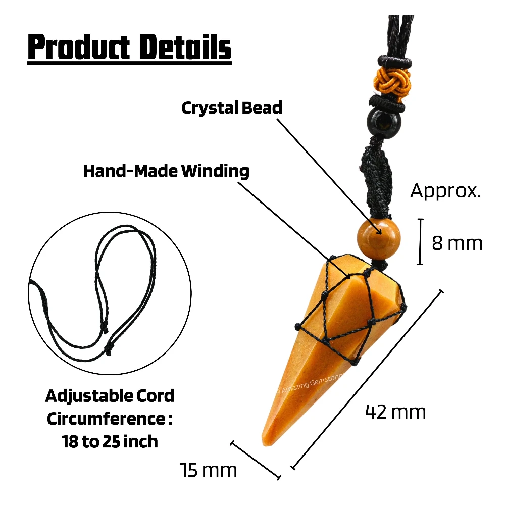 Yellow Jasper Pendant Necklace (Macrame)
