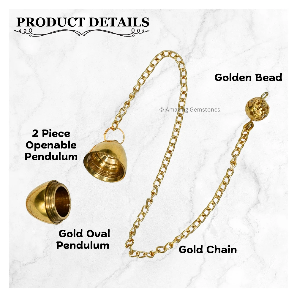 Copper Metal Pendulum - Gold 2 Piece Oval (MP94)