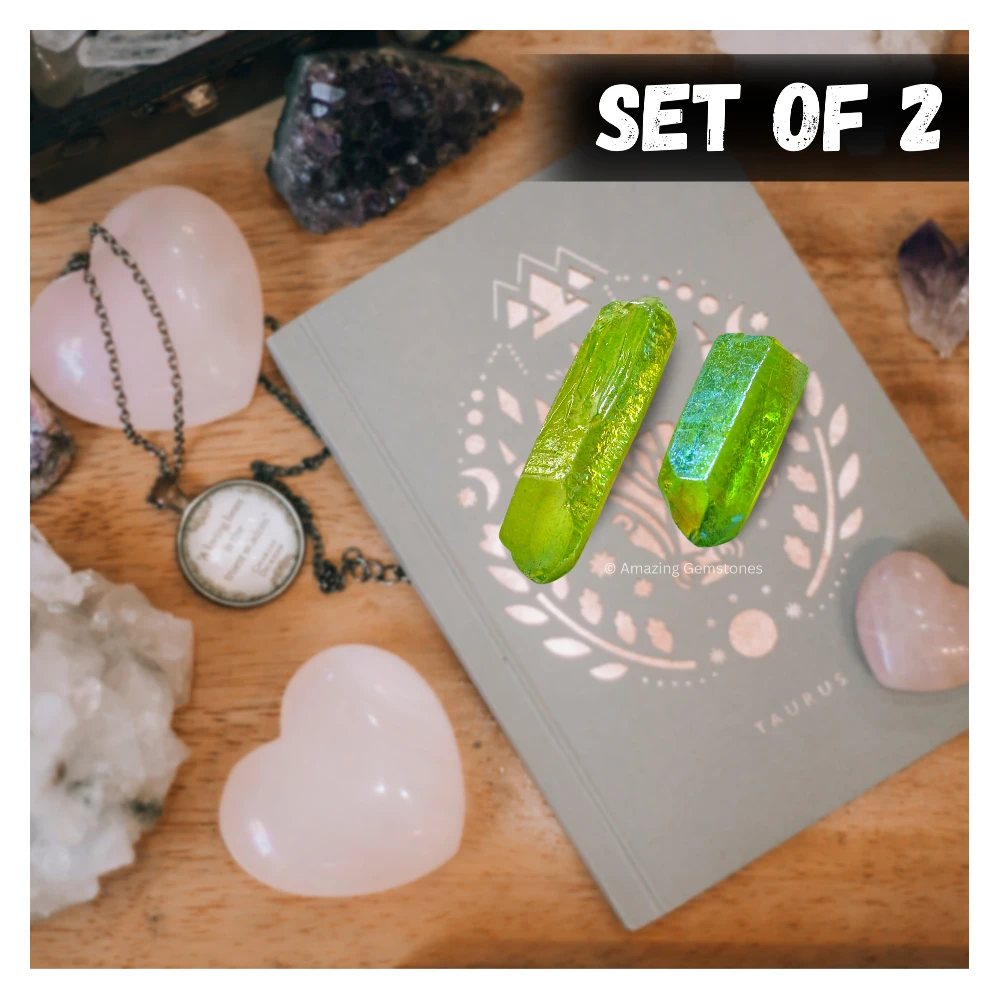 Apple Aura Quartz Raw Crystal Points (2 Pieces)