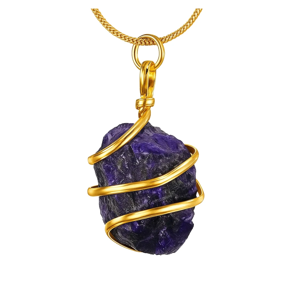 Amethyst Necklace - Raw Crystal (Gold)