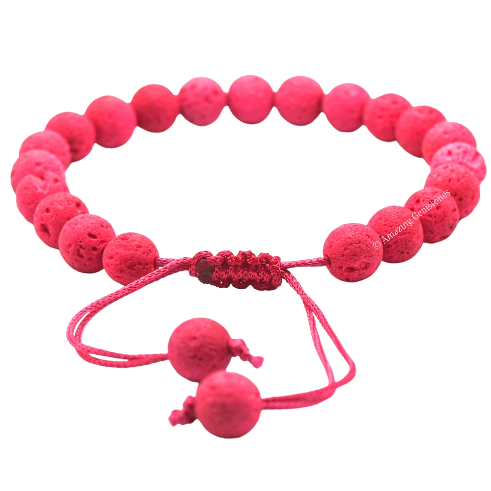 Pink Lava Stone Bracelet (Adjustable)