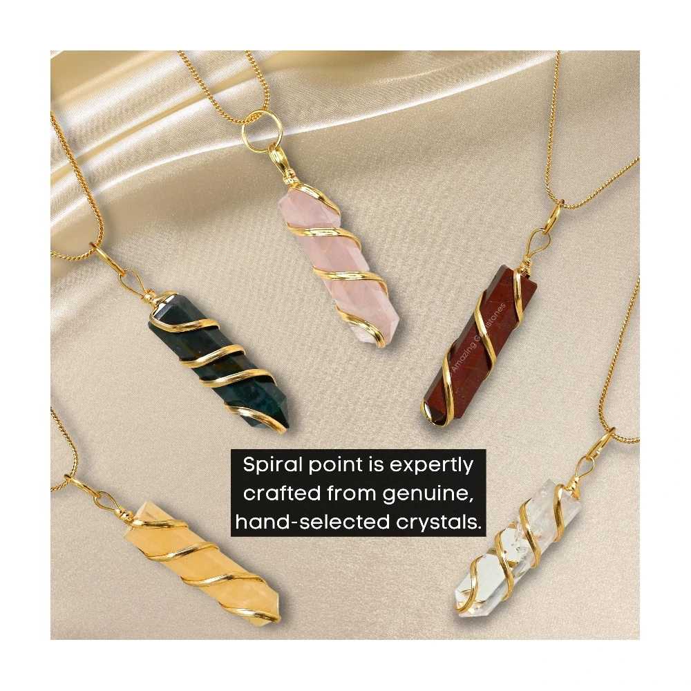 Set of 11 Crystal Spiral Pencil Point Pendant Necklace