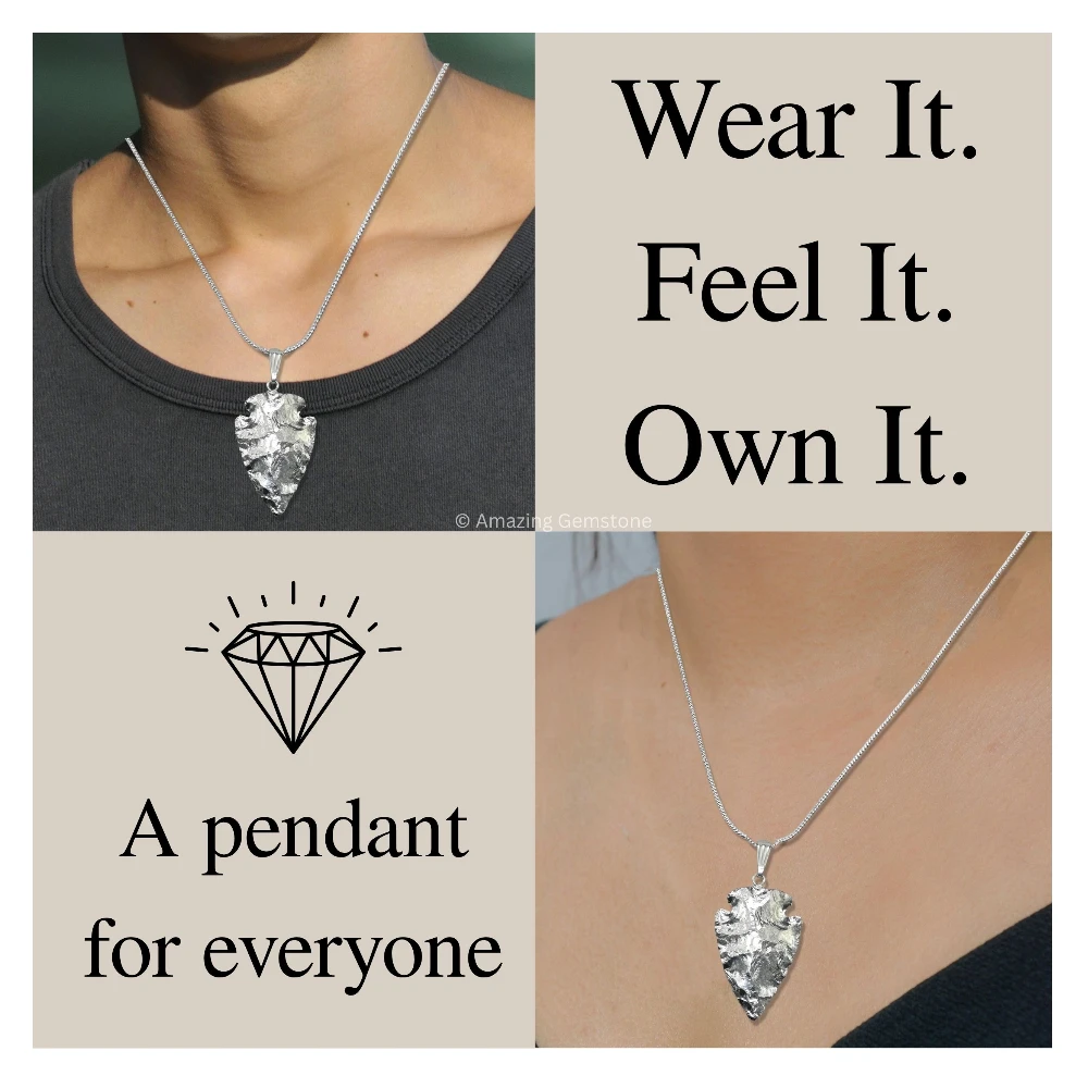 Coated Fancy Jasper Arrowhead Pendant - Silver Plated