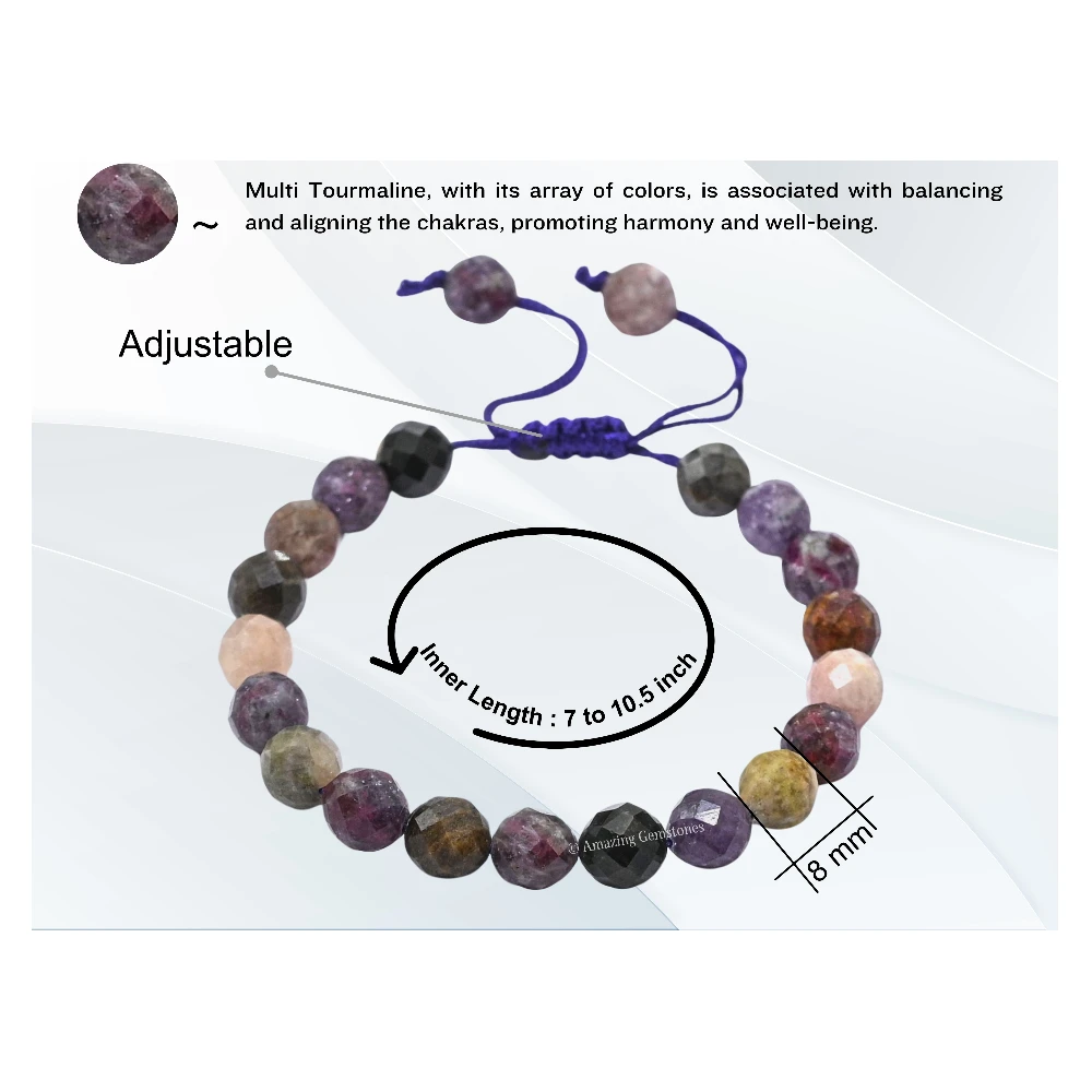 Multi Tourmaline Bracelet (Faceted) (Adjustable)