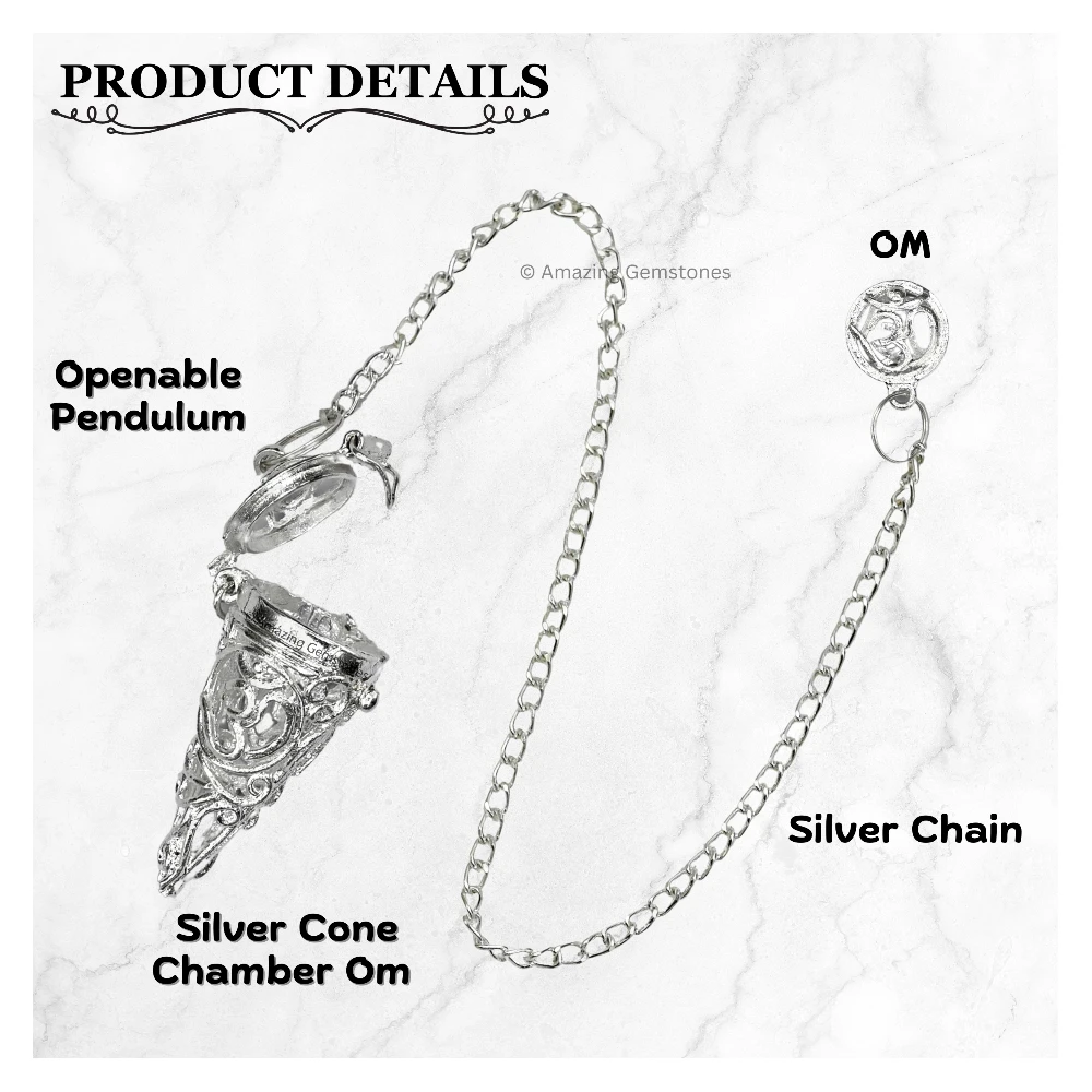 Copper Metal Pendulum - Silver Om Chamber Cone (MP106)
