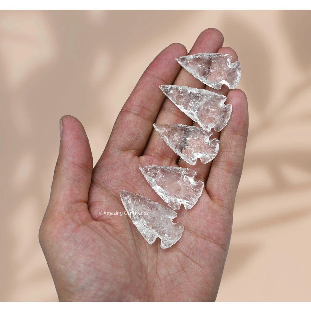 Clear Quartz Crystal Arrowhead - 1" to 1.5" (5 Pieces)