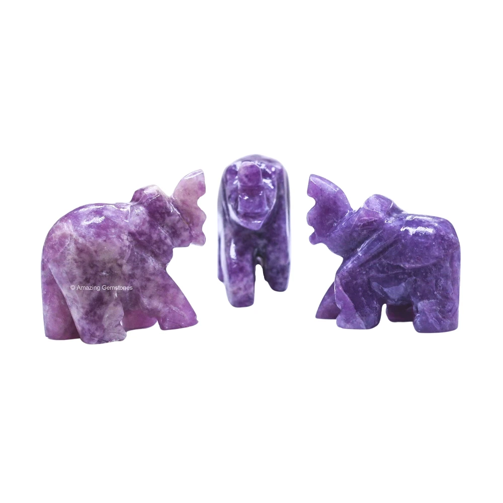 Lepidolite Mini Elephant Crystal Figurine