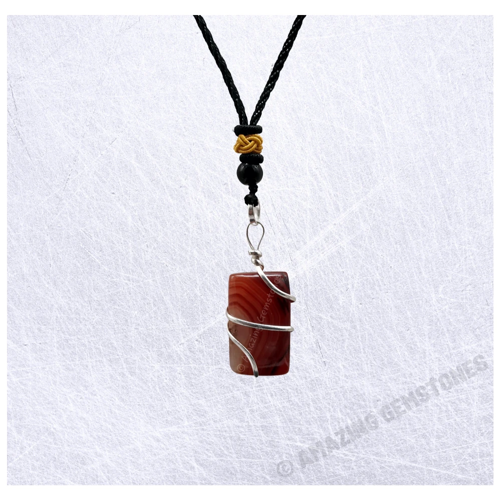 Carnelian Necklace - Spiral Rektangel (Silver)