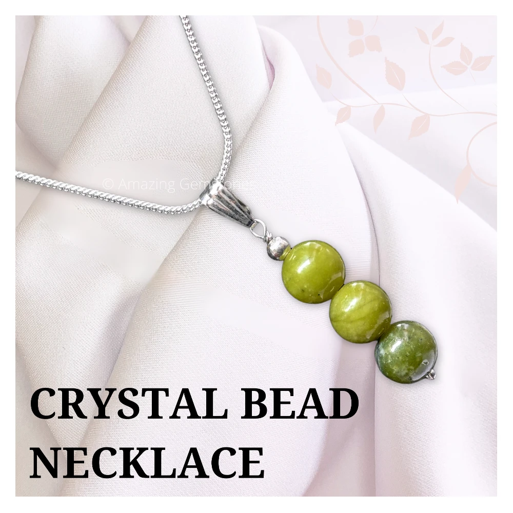 Green Jade Bead Pendant (Silver)
