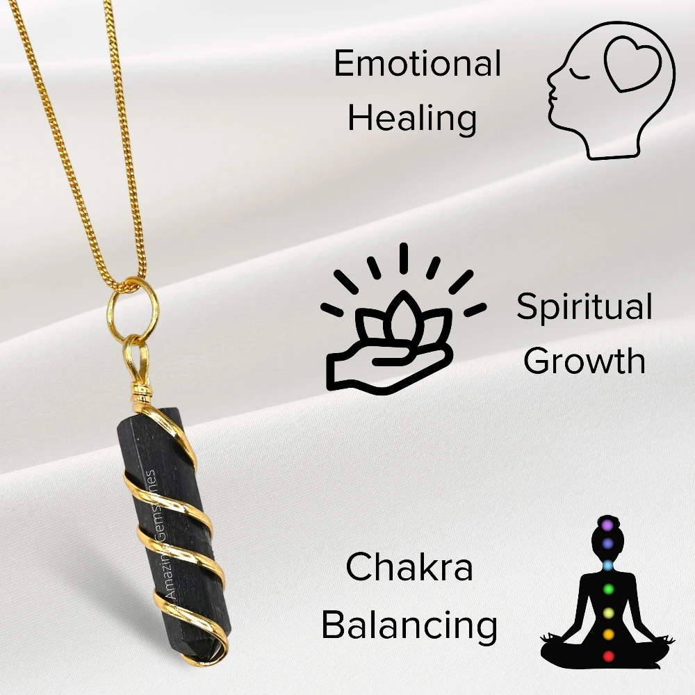 Blue Aventurine Necklace - Spiral Pencil Point (Gold)