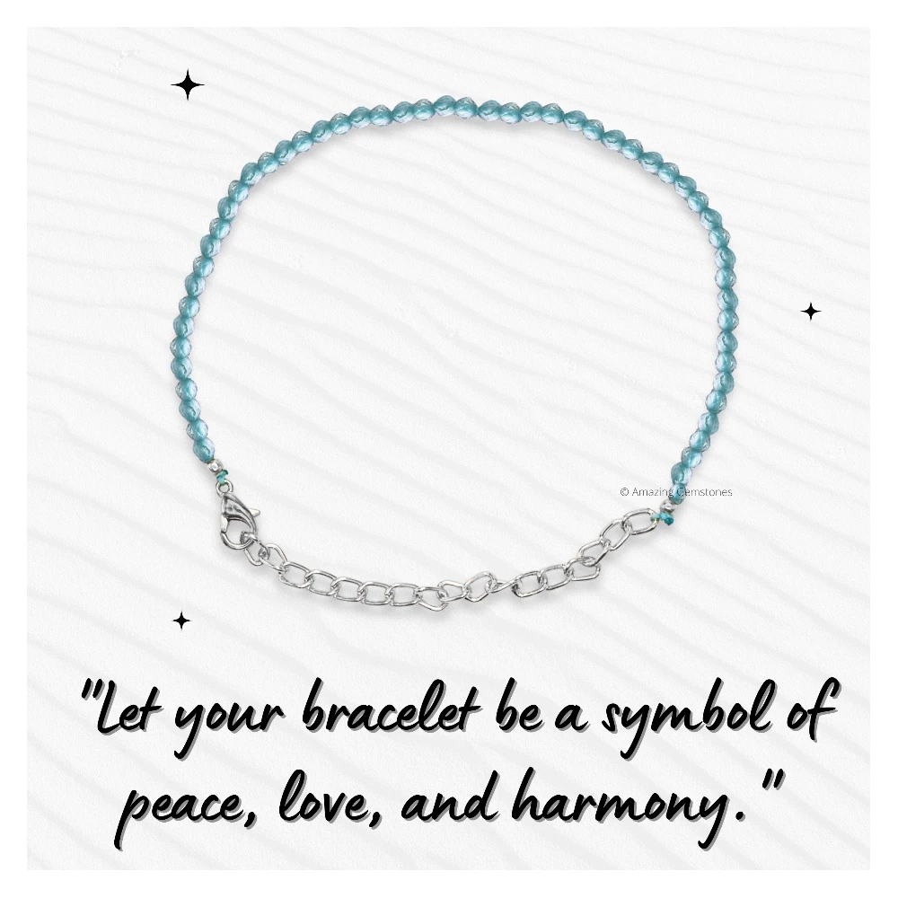 Sky Apatite Crystal Bracelet - 2mm Faceted Bead (Silver)