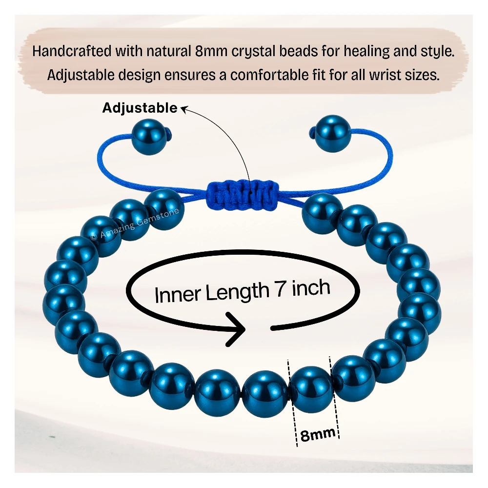 Blue Hematite  Bracelet (Adjustable)