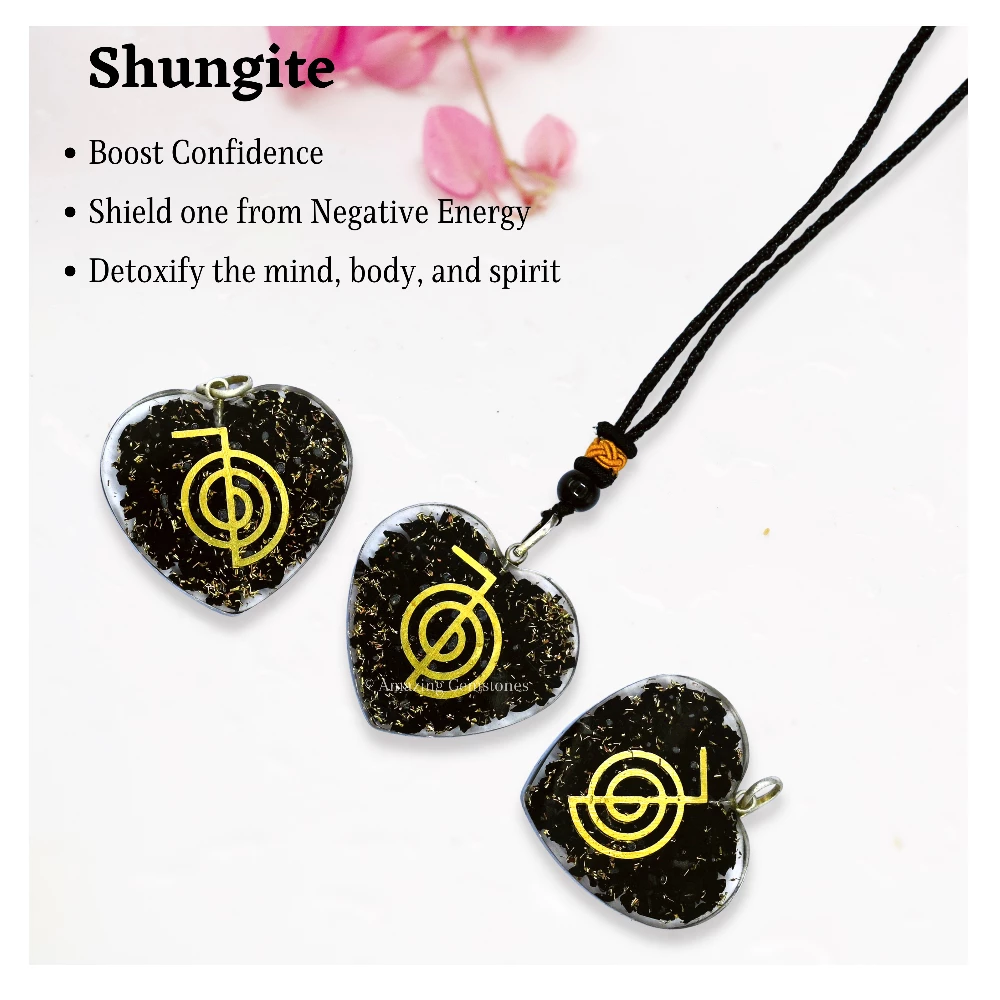 Shungite Necklace - Reiki (Heart)
