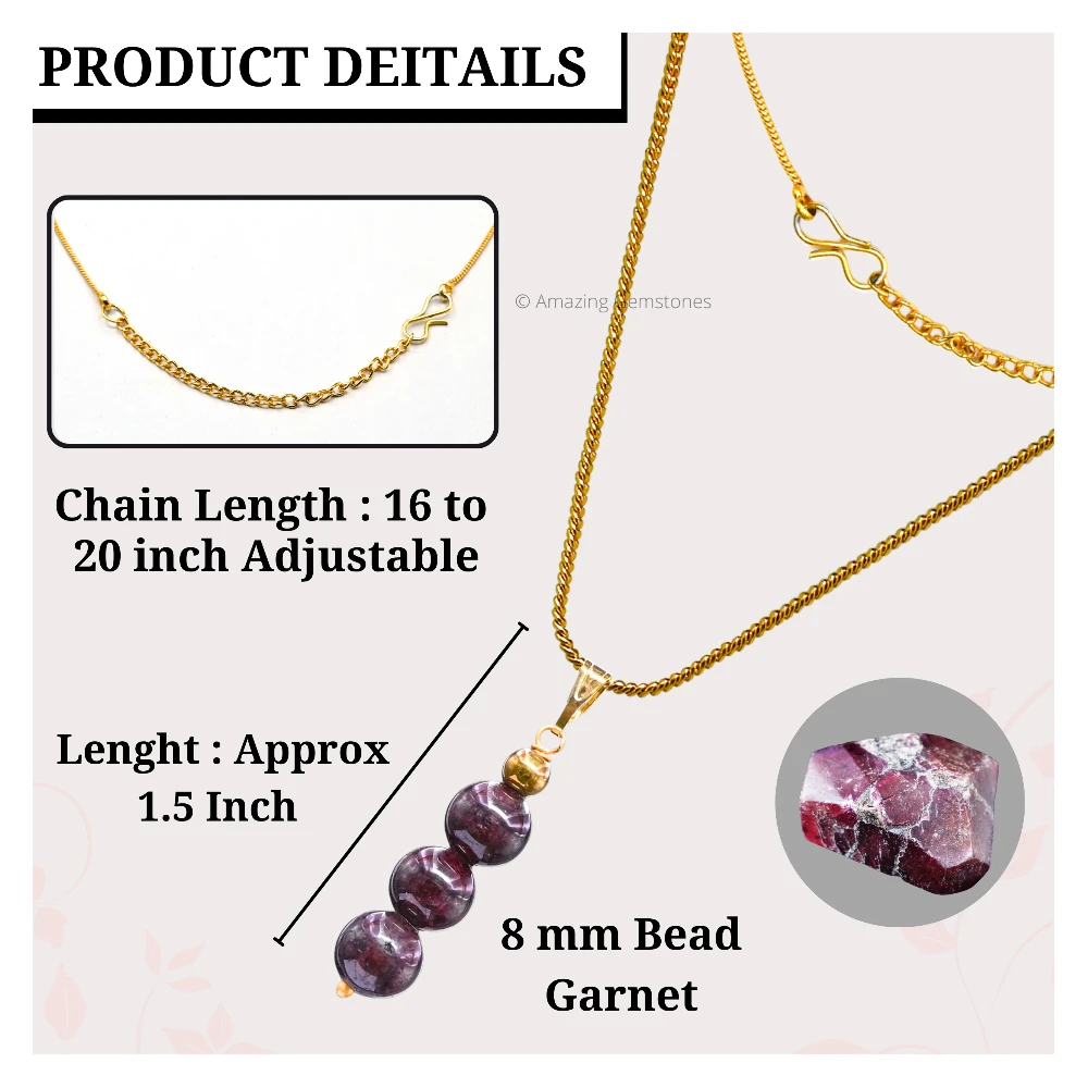 Garnet Bead Pendant (Gold)