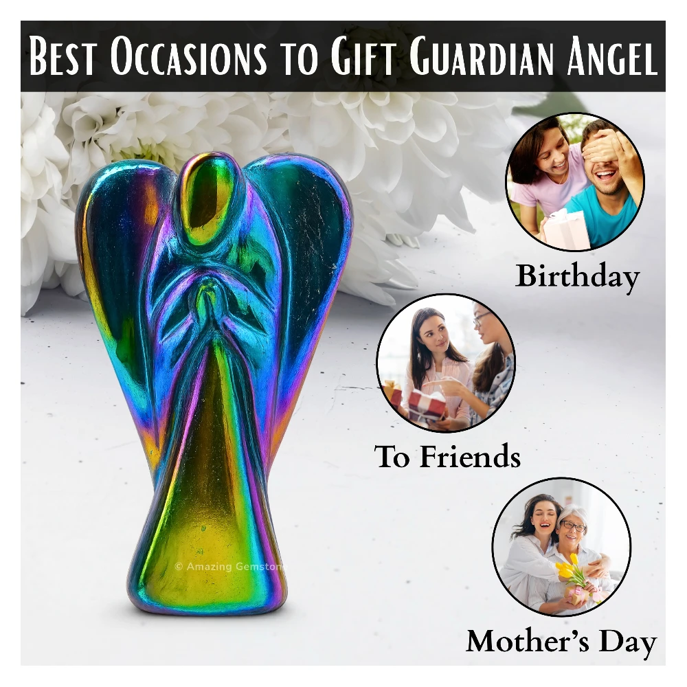 Titanium Aura Quartz Angel Figurine (2 Inch)