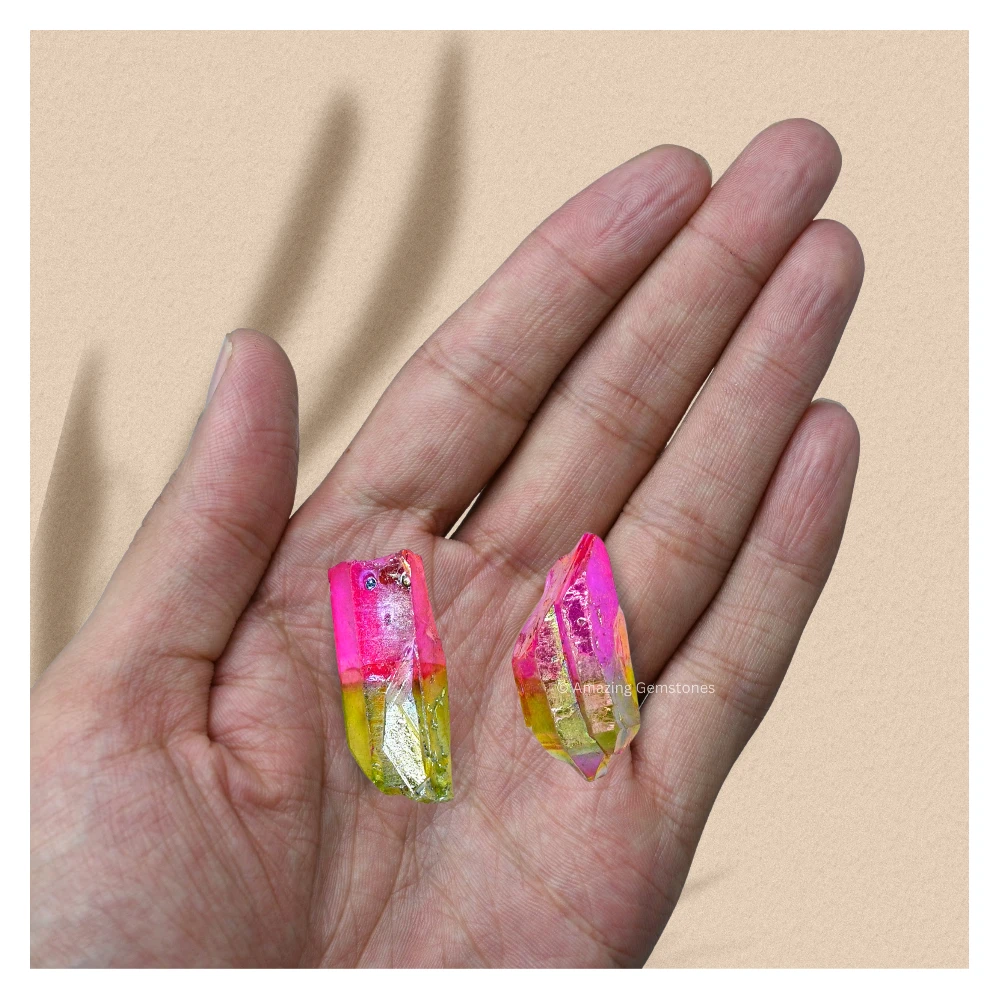 Rose Apple Aura Quartz Raw Crystal Points (1 LB)